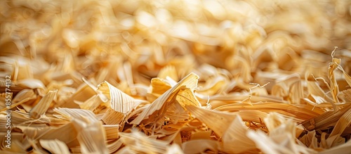 corn husk waste, agricultural organic waste. Copy space image. Place for adding text or design photo