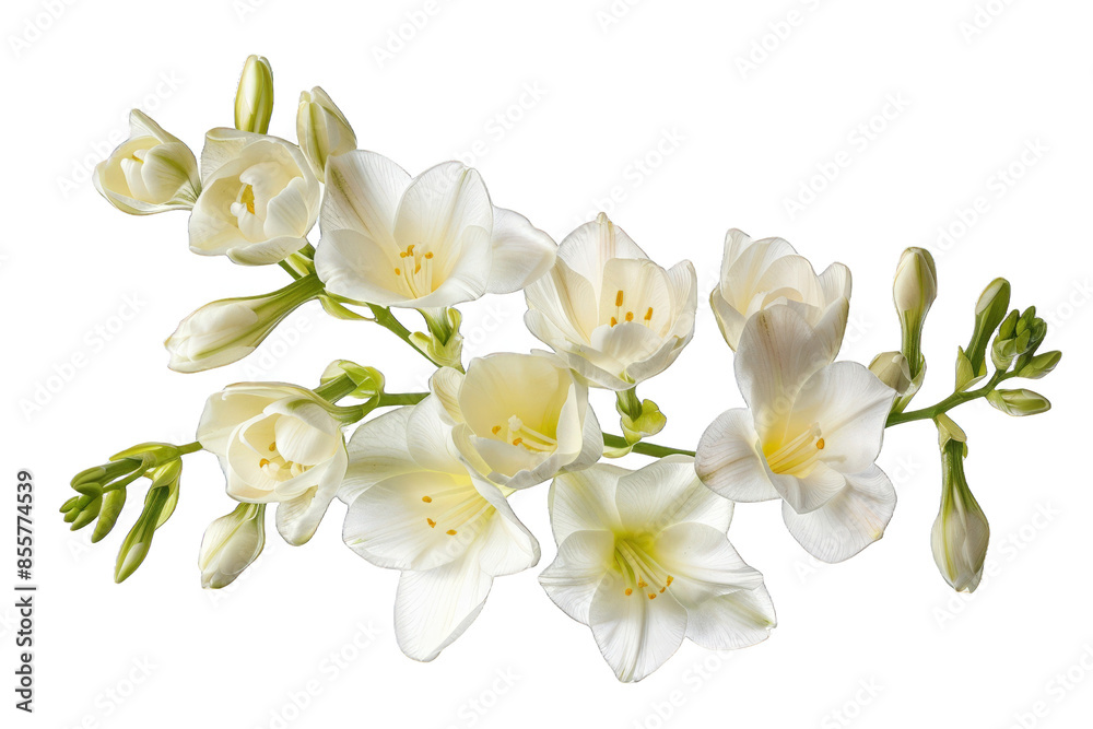 Fototapeta premium White Freesia Flowers isolated on transparent background png