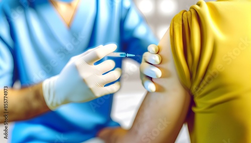 A doctor is giving a shot to a patient