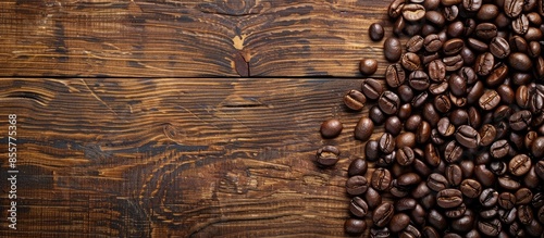 Coffee beans. On a wooden b...