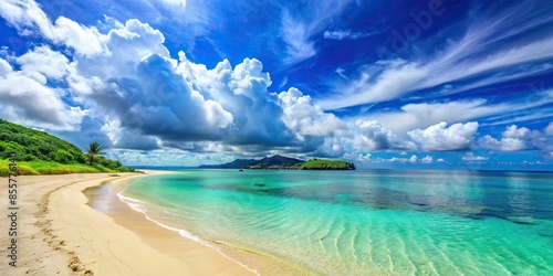 Beautiful Okinawa beach and summer sky, Okinawa, beach, summer, sky, ocean, travel, vacation, paradise, tropical, sand, waves, relaxation photo