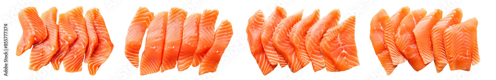 PNG Salmon fresh cut out element set PNG Salmon fresh cut out element set