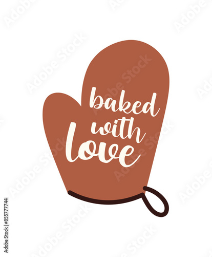 Oven glove, textile safety nails, baker's gloves for the protect frome heat, kitchen glove oven, protective textile pads glove for cooking flat vector illustration.
