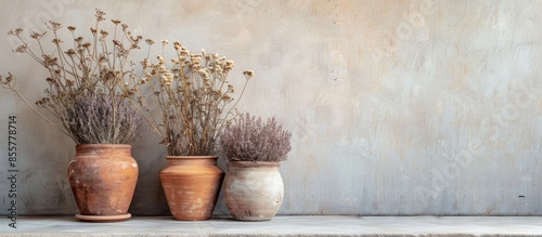 Dried flowers in brown pots...