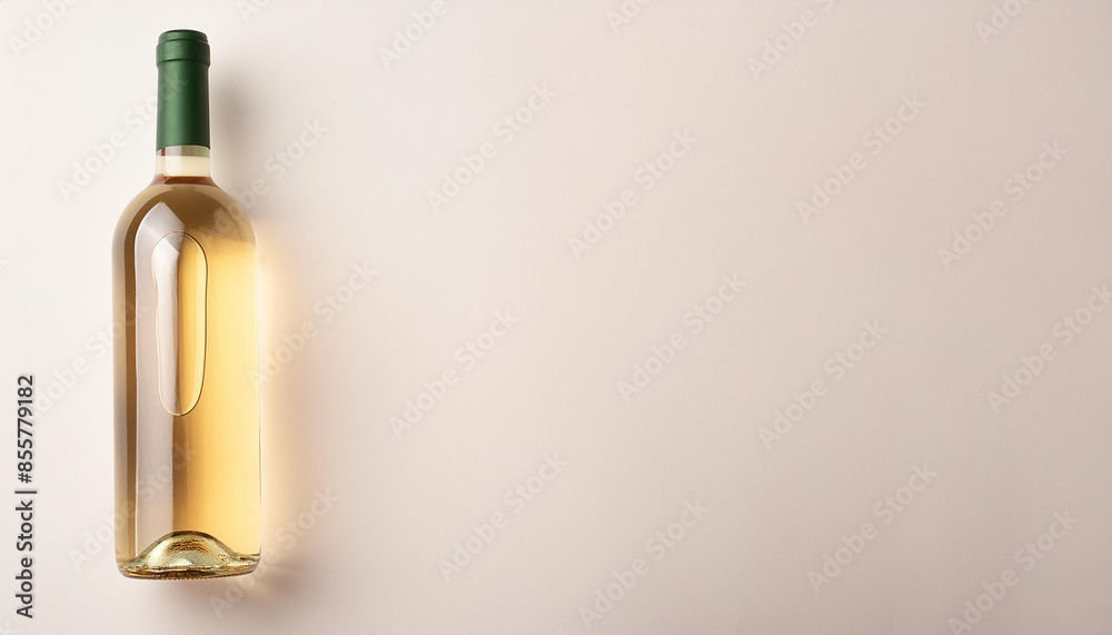 White wine bottle displayed alone on a white backdrop White wine bottle displayed alone on a white backdrop