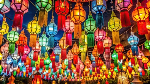 Vibrant paper lanterns at the Hundred Thousand Lantern Festival in Lamphun, Thailand photo