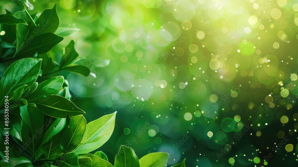 Abstract green leaf background with copy space and bokeh for wallpaper or decoration Abstract green leaf background with copy space and bokeh for wallpaper or decoration