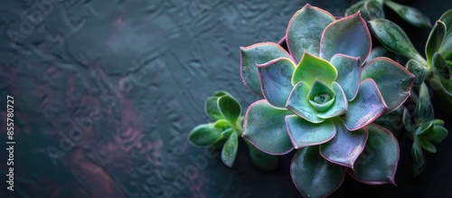 Closeup of a green and lila...