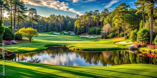 Famous golf course known for hosting the Masters Tournament, Augusta, green, fairway, golf, iconic, tournament, scenery photo
