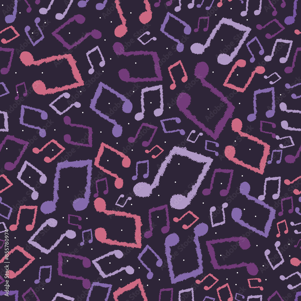 Flat Style Colorful Music Notes Pattern Background. Flat Style Colorful Music Notes Pattern Background.