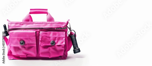 Pink tool bag isolated on w...