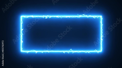 Blue Glowing Light. Fire Rectangular Abstract Flame Frame.
