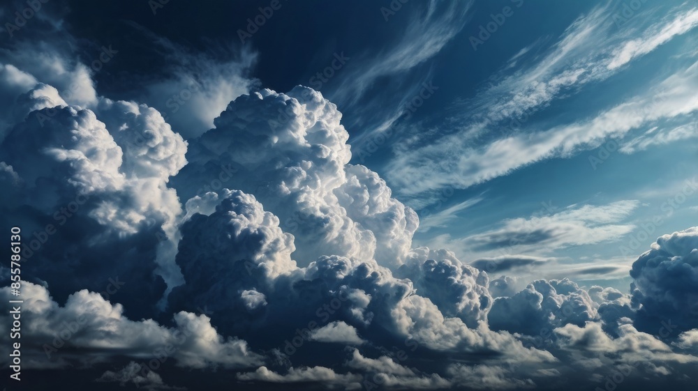 Background view of large white and gray clouds in the sky Background view of large white and gray clouds in the sky