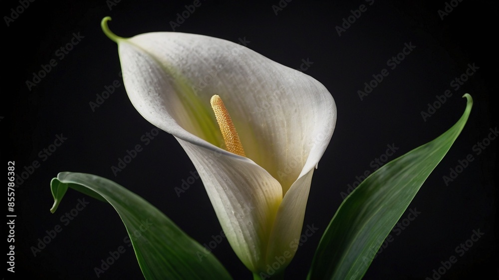 Obraz premium white calla lily on black background