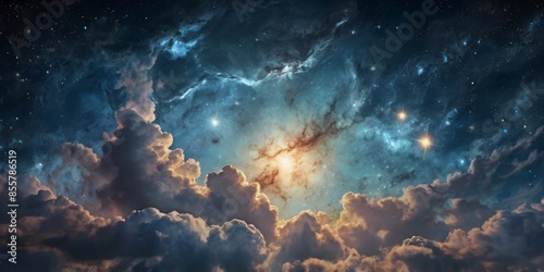 Nebula background above the clouds