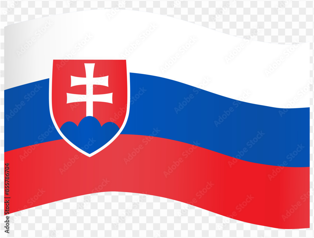 Fototapeta premium Slovakia flag wave isolated on png or transparent background vector illustration.