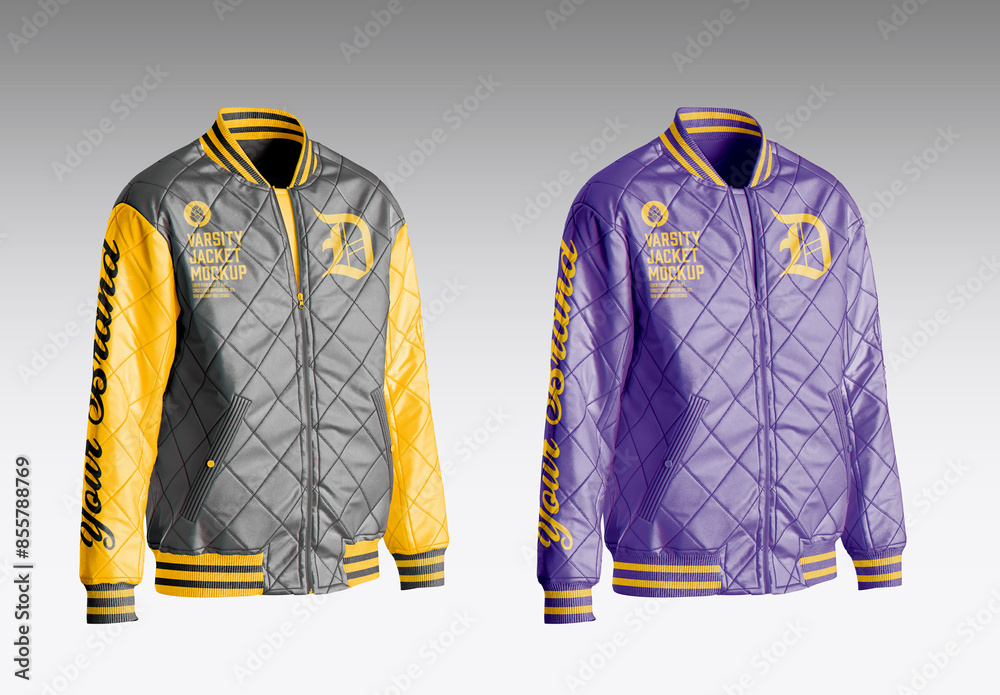 Men's Zipped Bomber Jacket Mockup Stock Template | Adobe Stock