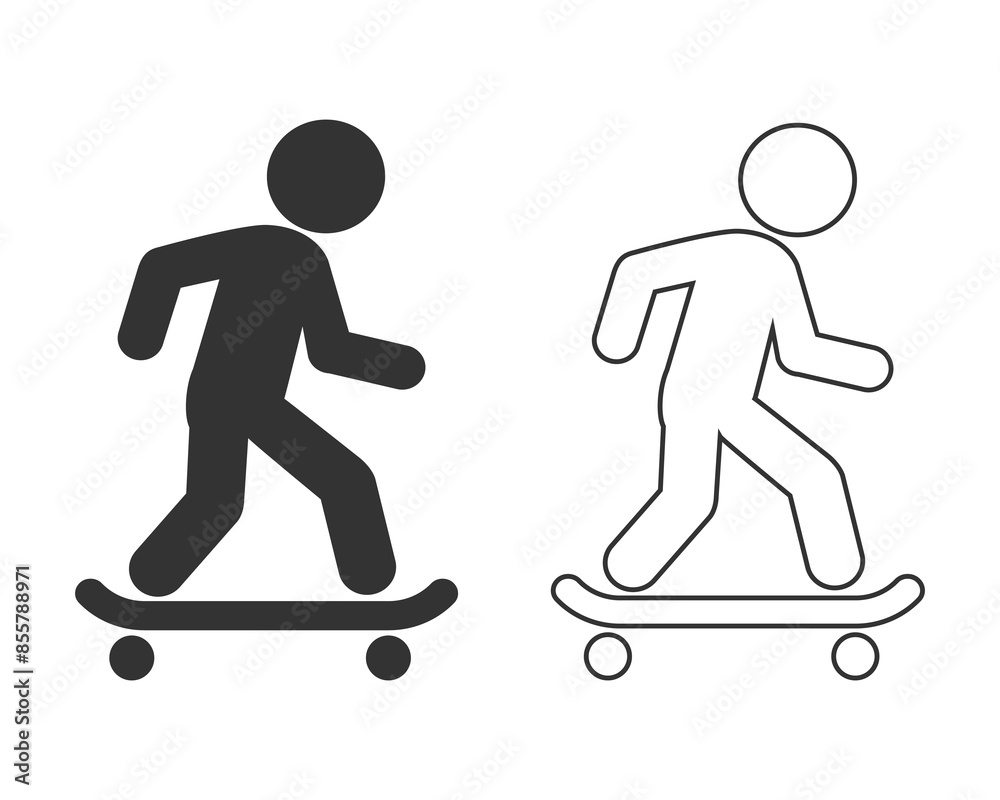 Skateboarder line icon flat style sign vector