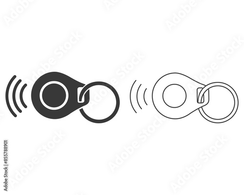 Radio-frequency identification (RFID) key fob with button line icon vector sign