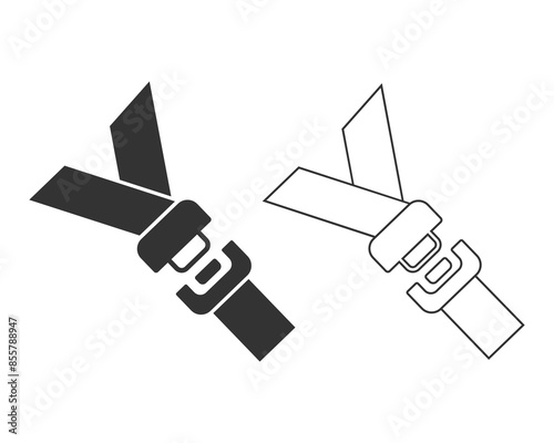 Seat belt line icon, badge, vector illustration sign in flat