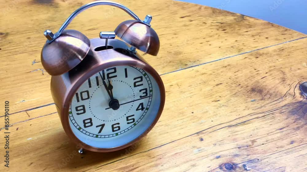 Turn back time concept. .Alarm clock reaches midnight and goes in to reverse 