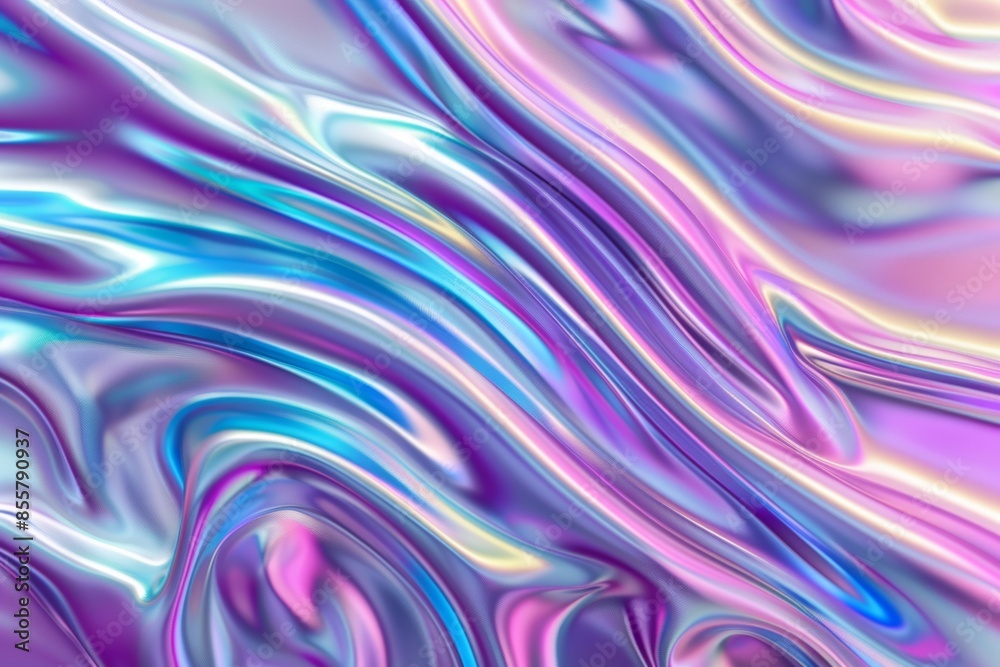 Obraz premium Mesmerizing liquid holographic pattern with vibrant swirls