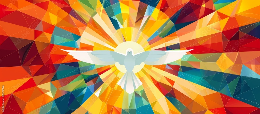 This winged dove represents the Holy Spirit of the New Testament with a copy space This winged dove represents the Holy Spirit of the New Testament with a copy space