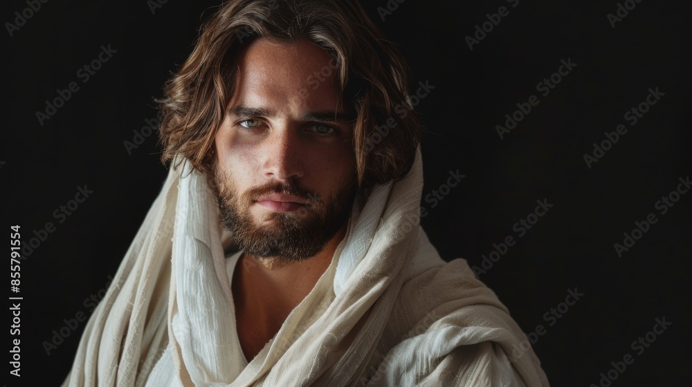 Christ's realistic portrait on a dark background Christ's realistic portrait on a dark background