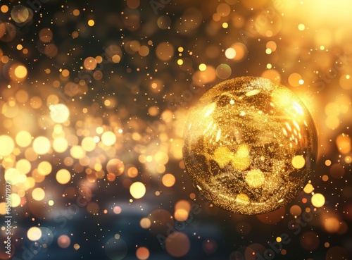 A golden glow surrounded by glitters, particles, smoke, blur flares, and sparkles.