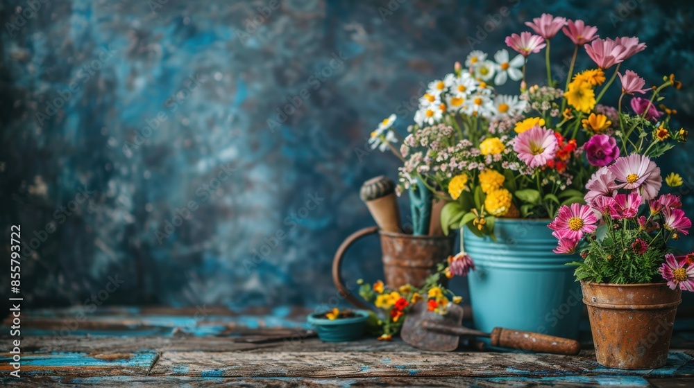 Charming flower arrangement in assorted vases on a rustic wooden table, capturing the beauty of garden blooms in a quaint, vintage setting. Charming flower arrangement in assorted vases on a rustic wooden table, capturing the beauty of garden blooms in a quaint, vintage setting.