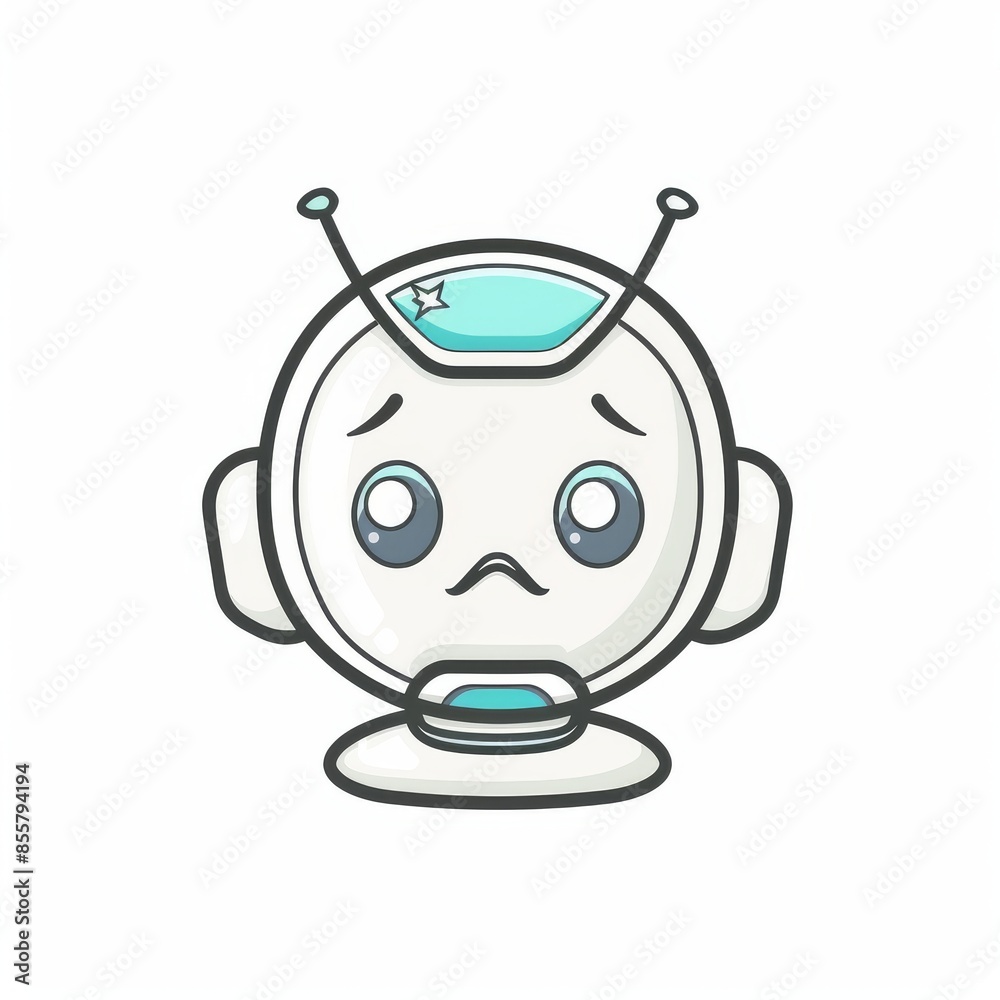 Obraz premium Vector-based 3D robot with closed eyes