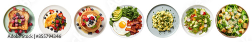 PNG Colorful healthy breakfast dishes variety set