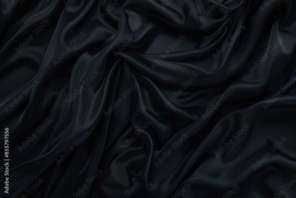 Fototapeta premium Luxurious black satin fabric texture background