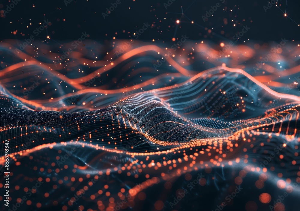 A geometric data connection against an abstract technology background. A 3D illustration. A geometric data connection against an abstract technology background. A 3D illustration.