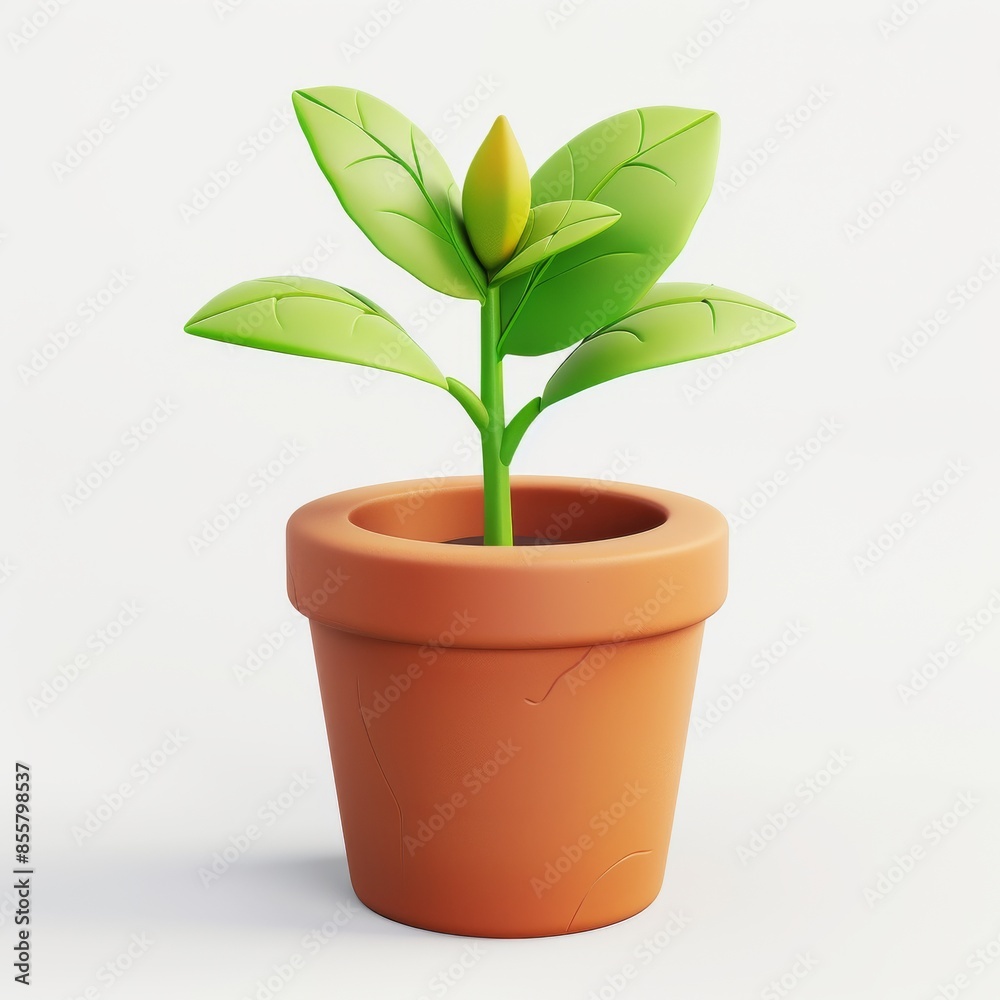 Isolated background with 3D cartoon plant in a pot. Isolated background with 3D cartoon plant in a pot.