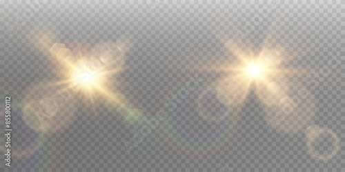 Vector transparent sunlight special lens flare light effect. Sun flash	