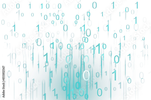 A digital illustration of binary code with 0s and 1s on a light blue gradient background, representing the concept of data