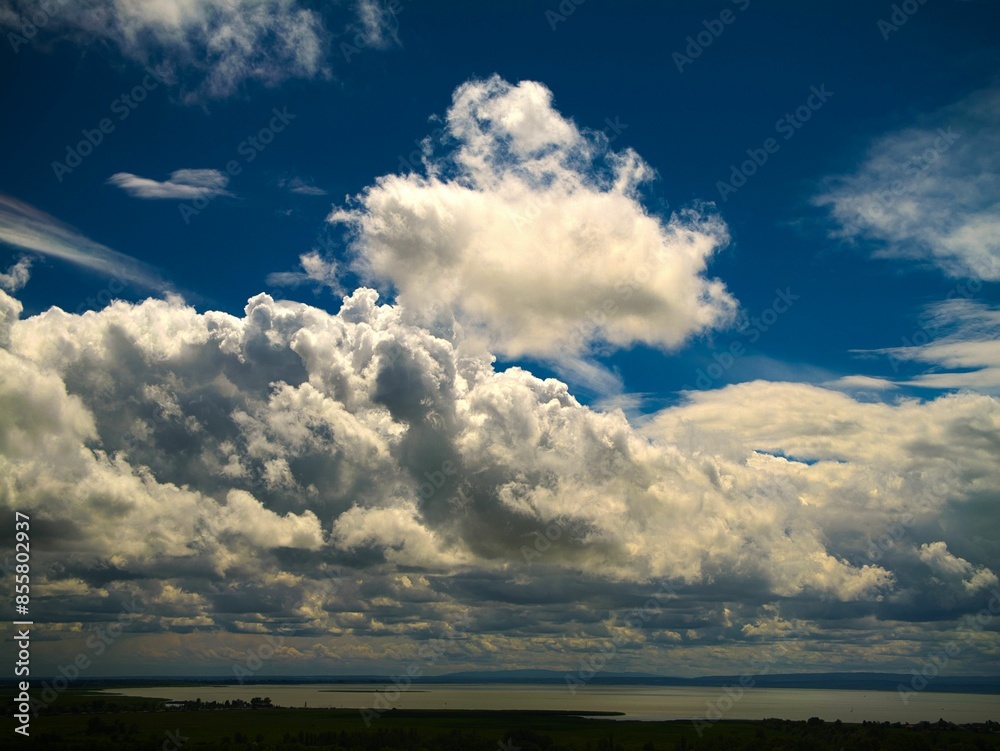 Scenic view of a dramatic cloudy sky over in Neusiedl am See, Austria Scenic view of a dramatic cloudy sky over in Neusiedl am See, Austria