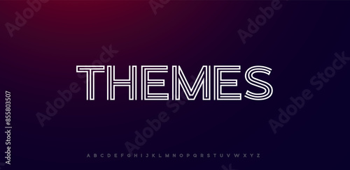 Themes Double line monogram alphabet and tech fonts. Lines font regular uppercase and lowercase. Vector illustration.
