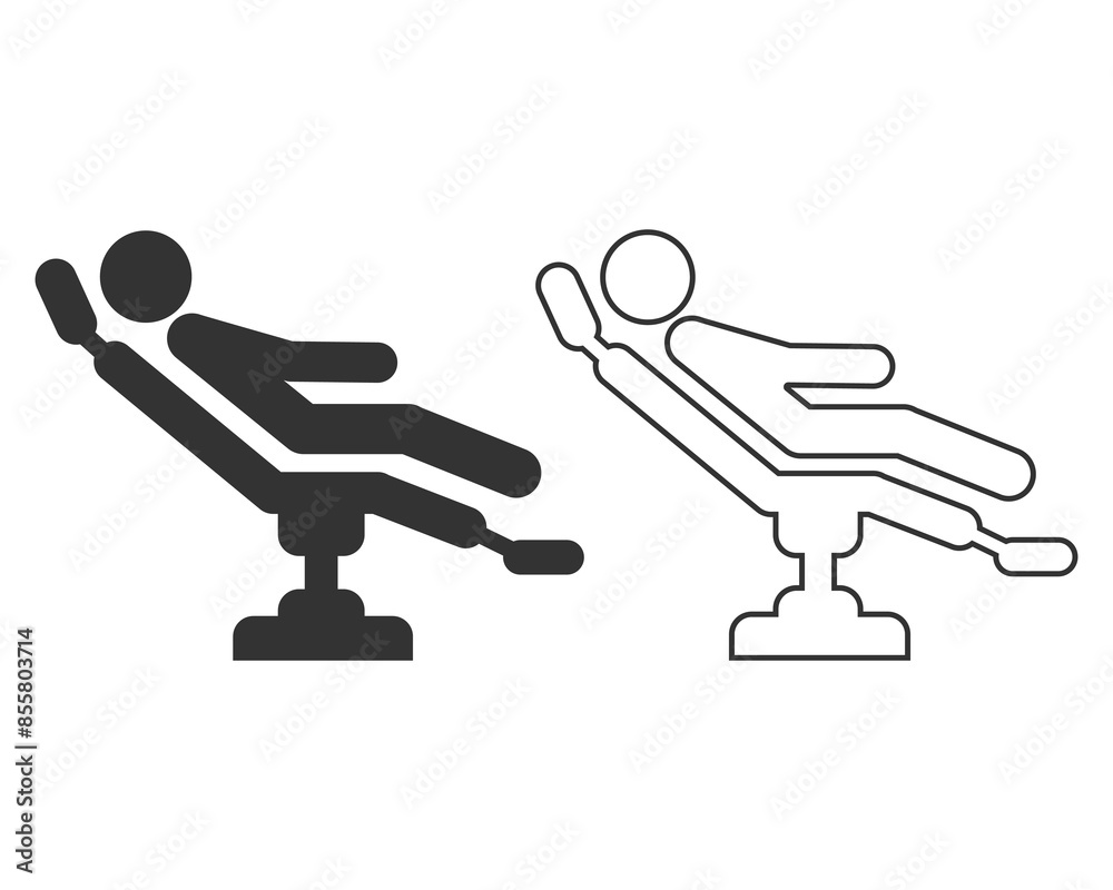 Dental chair line icon black vector illustration Dental chair line icon black vector illustration