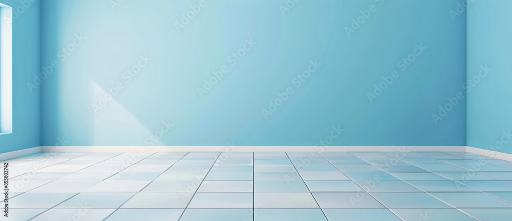 Blue empty wall with tile floor background vector presentation design mockup, +
Blue empty wall with tile floor background vector presentation design mockup, +