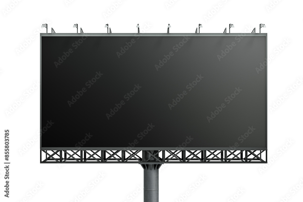 Obraz premium An isolated black billboard mockup with a white structure on a white background, concept of advertising. 3D Rendering