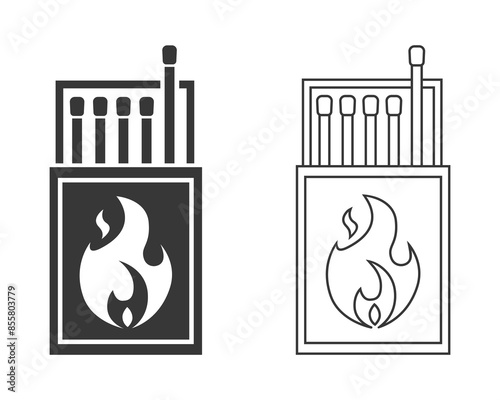 Matchbox line Icon, Matchstick Icon, Matchbook Icon Vector Art Illustration Flat Sign