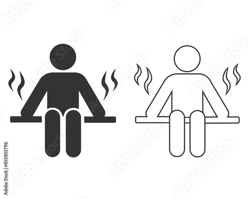 Man in sauna silhouette vector icon isolated on white. spa and sauna line icon