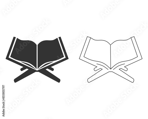 Holy Qur’an Book simple flat line icon for Ramadan vector
