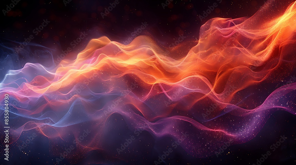 An artistic depiction of graphic waveforms representing digital data or music editing. The waveforms are fluid and vibrant, with colorful highlights against a modern, dark background An artistic depiction of graphic waveforms representing digital data or music editing. The waveforms are fluid and vibrant, with colorful highlights against a modern, dark background