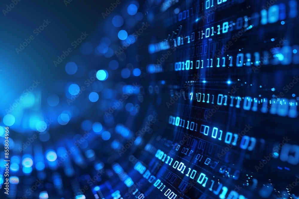 Blue background with data, information and digital images Blue background with data, information and digital images