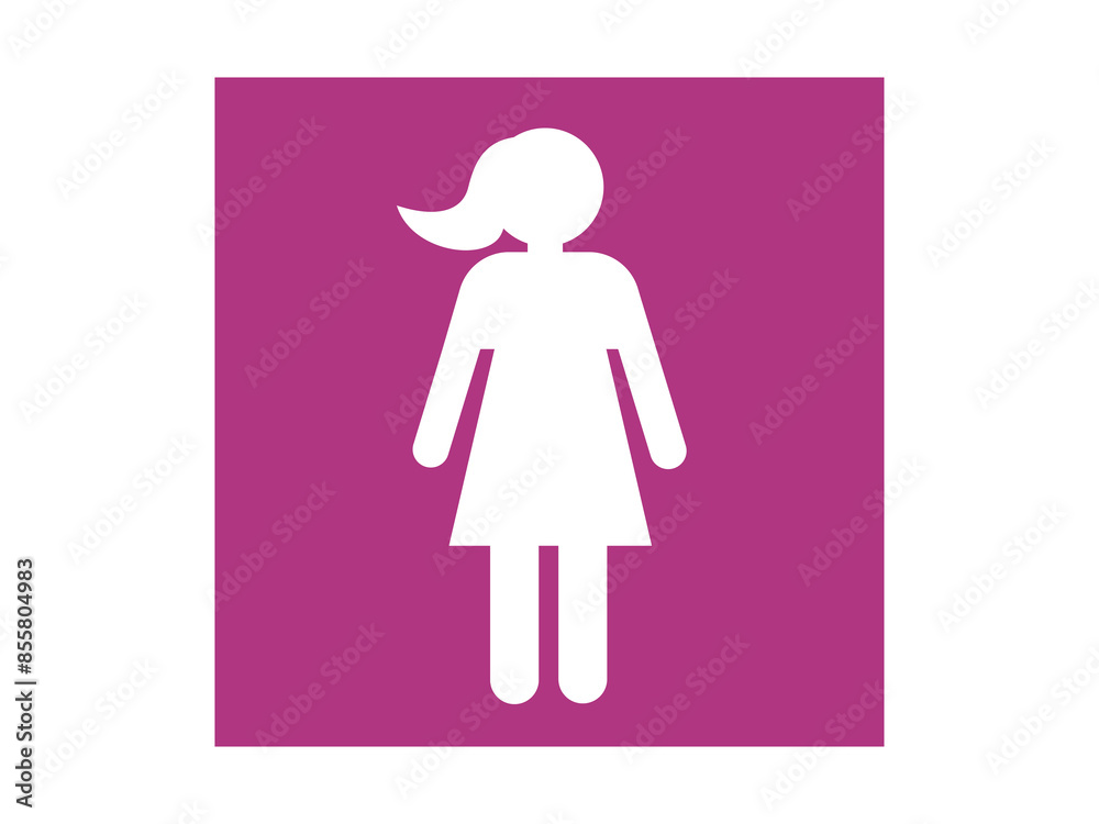 Icon depicting a woman. The background is rose. The illustration can be used as a symbol for changing rooms, public bathrooms or toilets. Vector. Icon depicting a woman. The background is rose. The illustration can be used as a symbol for changing rooms, public bathrooms or toilets. Vector.