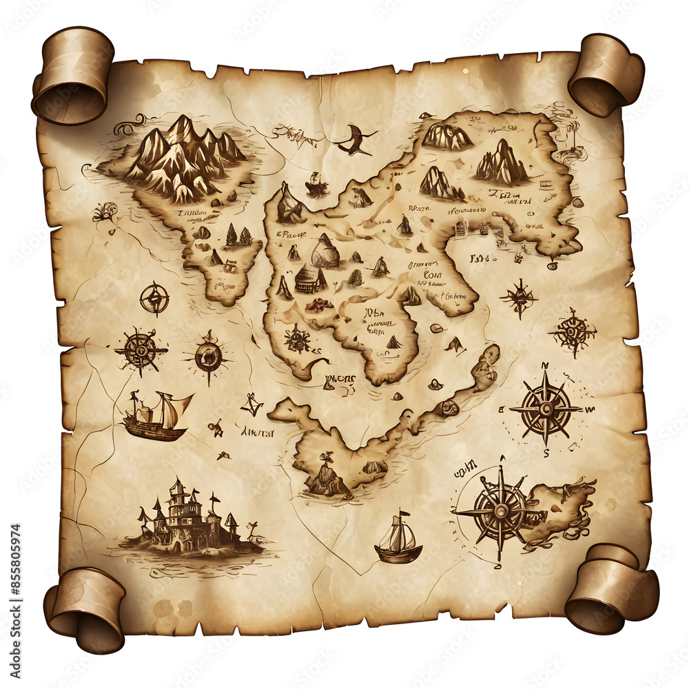 treasure map transparent background Stock Illustration | Adobe Stock