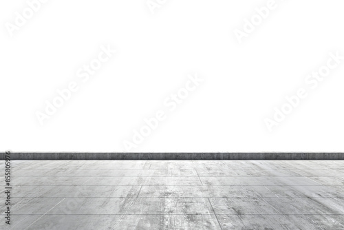 Fototapeta Naklejka Na Ścianę i Meble -  Empty concrete room corner with a clean floor and white isolated background, concept of minimalist design. 3D Rendering